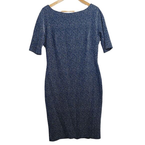 Maggie London Women's Size 14 Dress Midi Blue Half Sleeve Simple Elegant - Picture 1 of 12